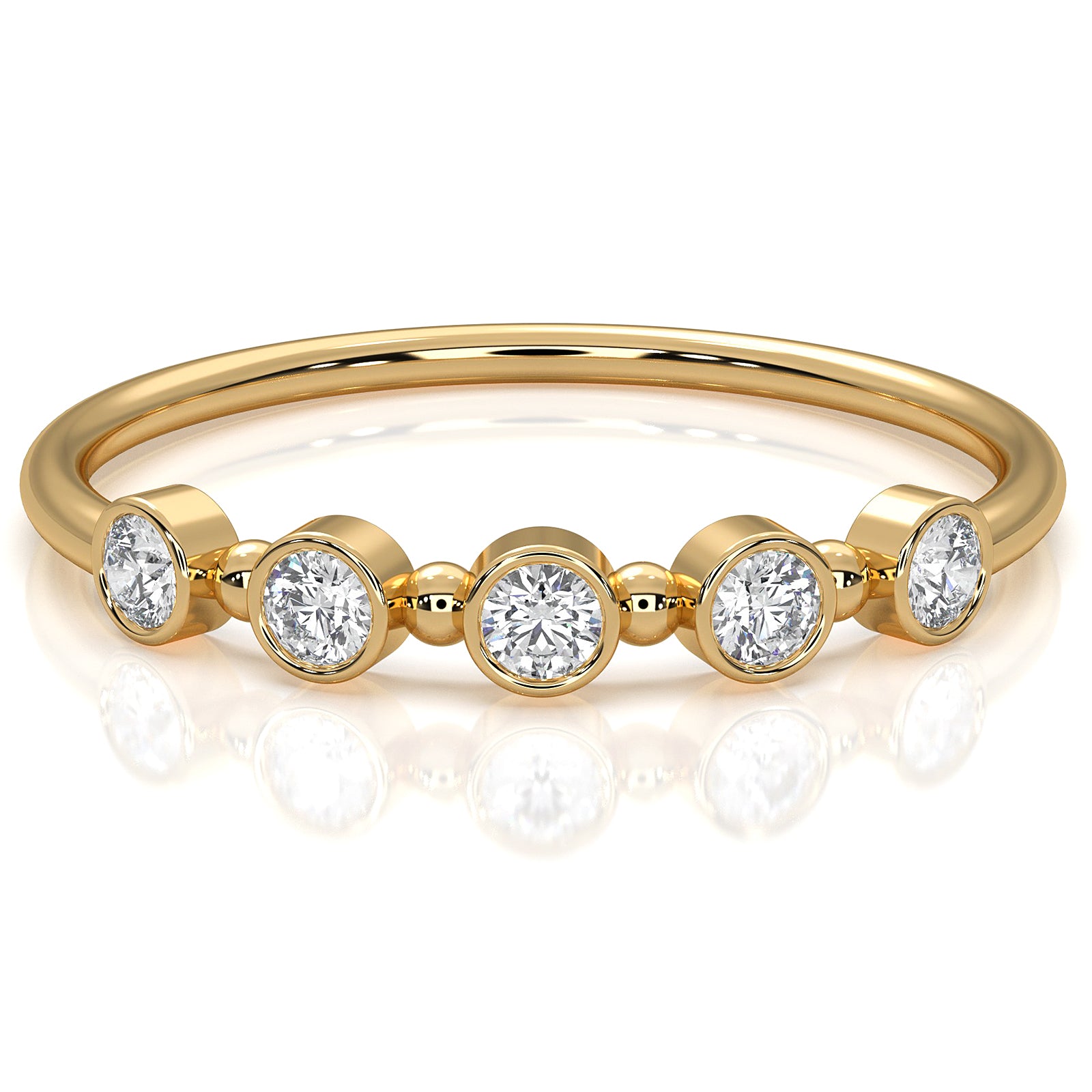 Minimalist Round Cut Lab Diamond Bar Set Anniversary Ring 0.15ctw.